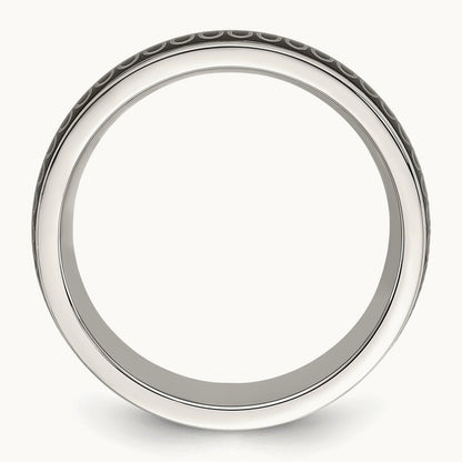 Polished Black IP-plated Swirl Pattern Band, 8mm, Stainless Steel