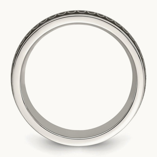 Polished Black IP-plated Swirl Pattern Band, 8mm, Stainless Steel