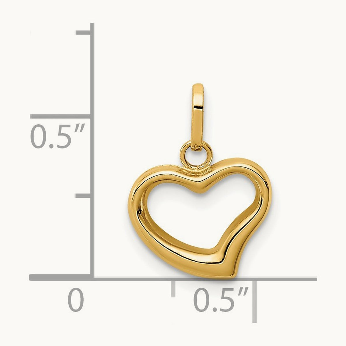 Polished Cut-out Puffed Heart Charm, 14K
