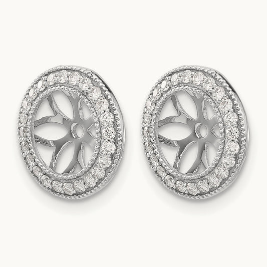 Diamond Earring Jackets — 14K White Gold, 12mm, 0.368 ct