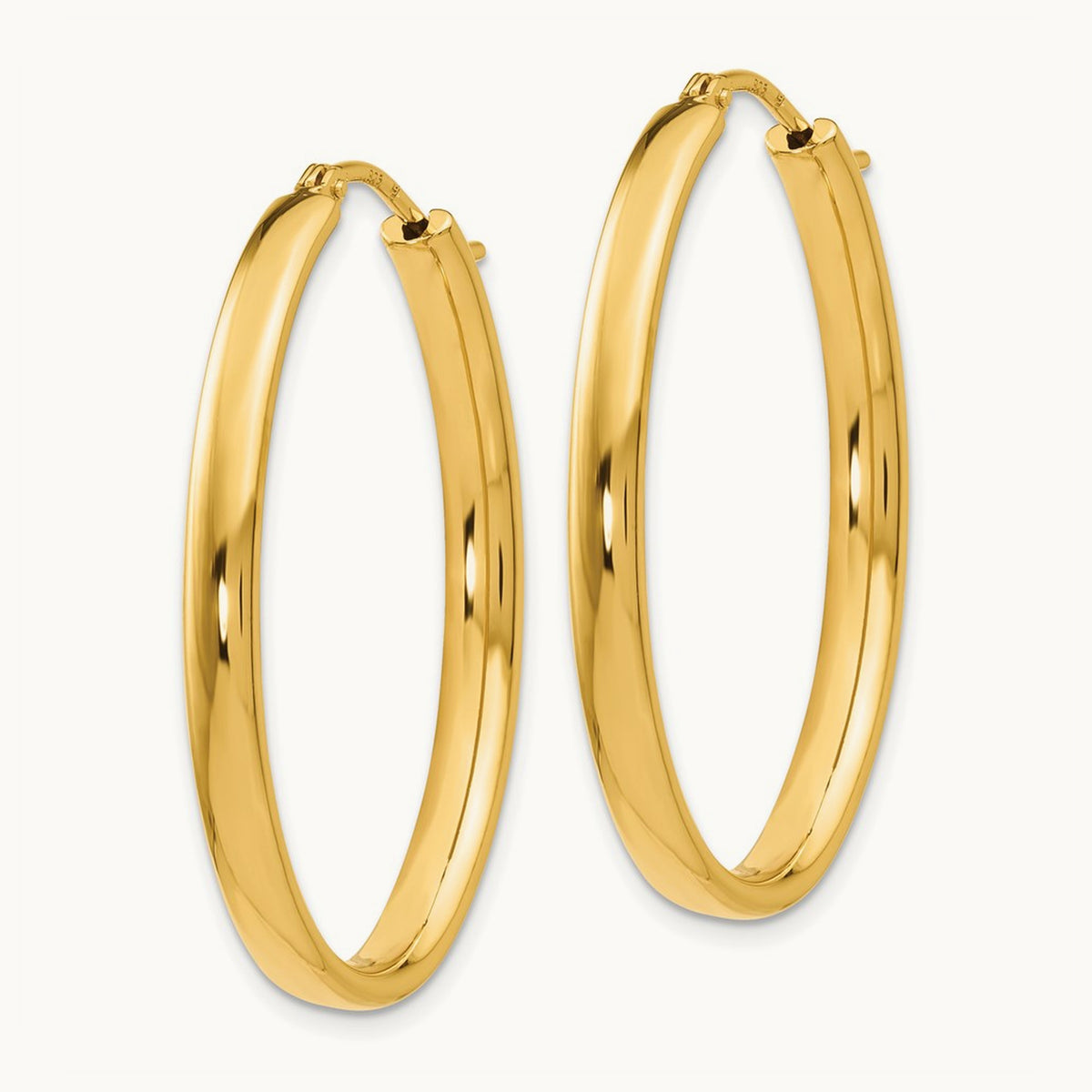 Gold-plated Polished Oval Hoop Earrings, Sterling Silver — Leslie's