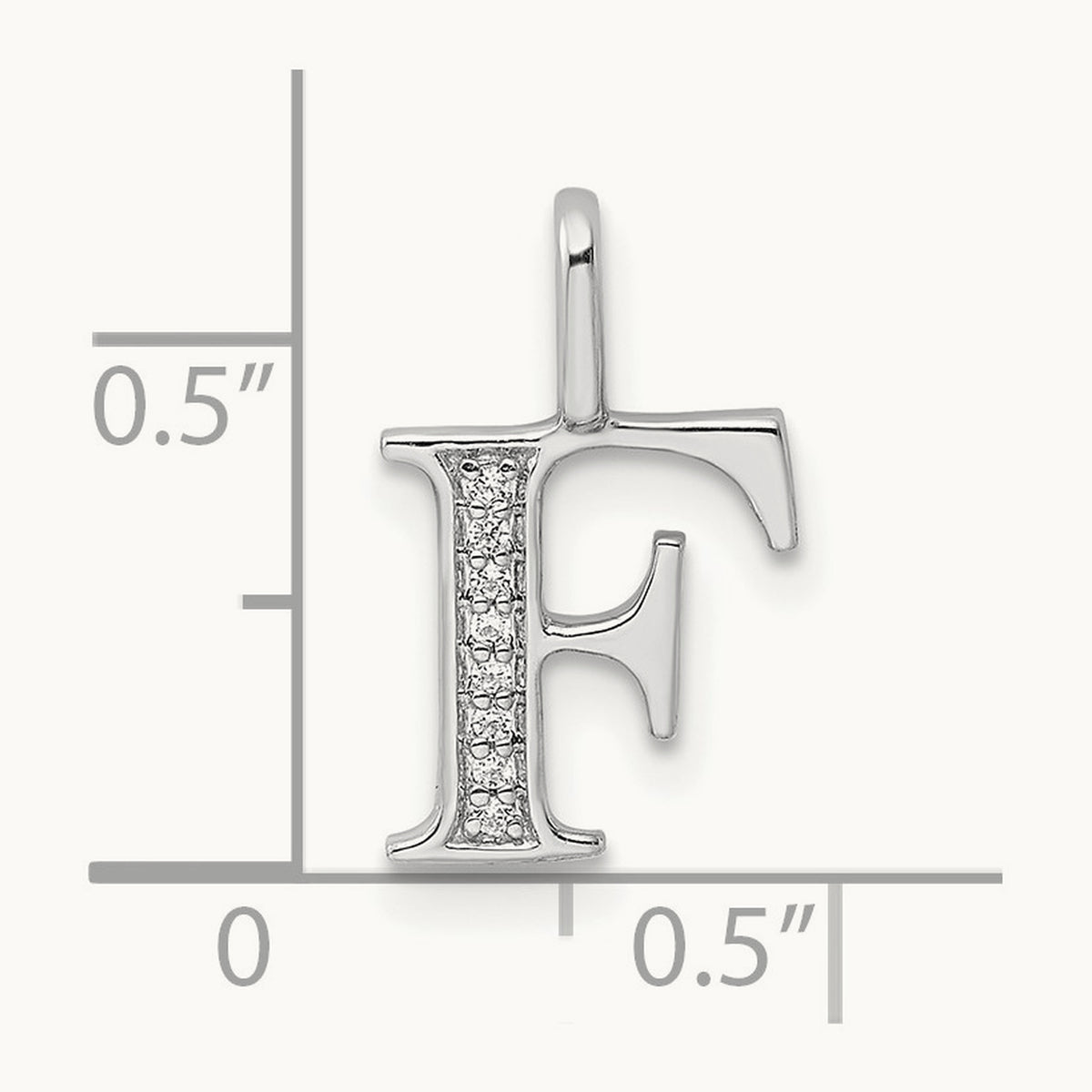 Diamond Letter F Initial Pendant, 14K White Gold