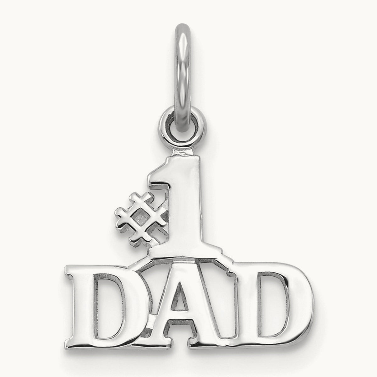 #1 DAD Charm — 14K White Gold
