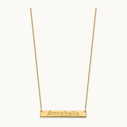 Medium ARIAL ROUNDED Bar Necklace, 14K Yellow Gold