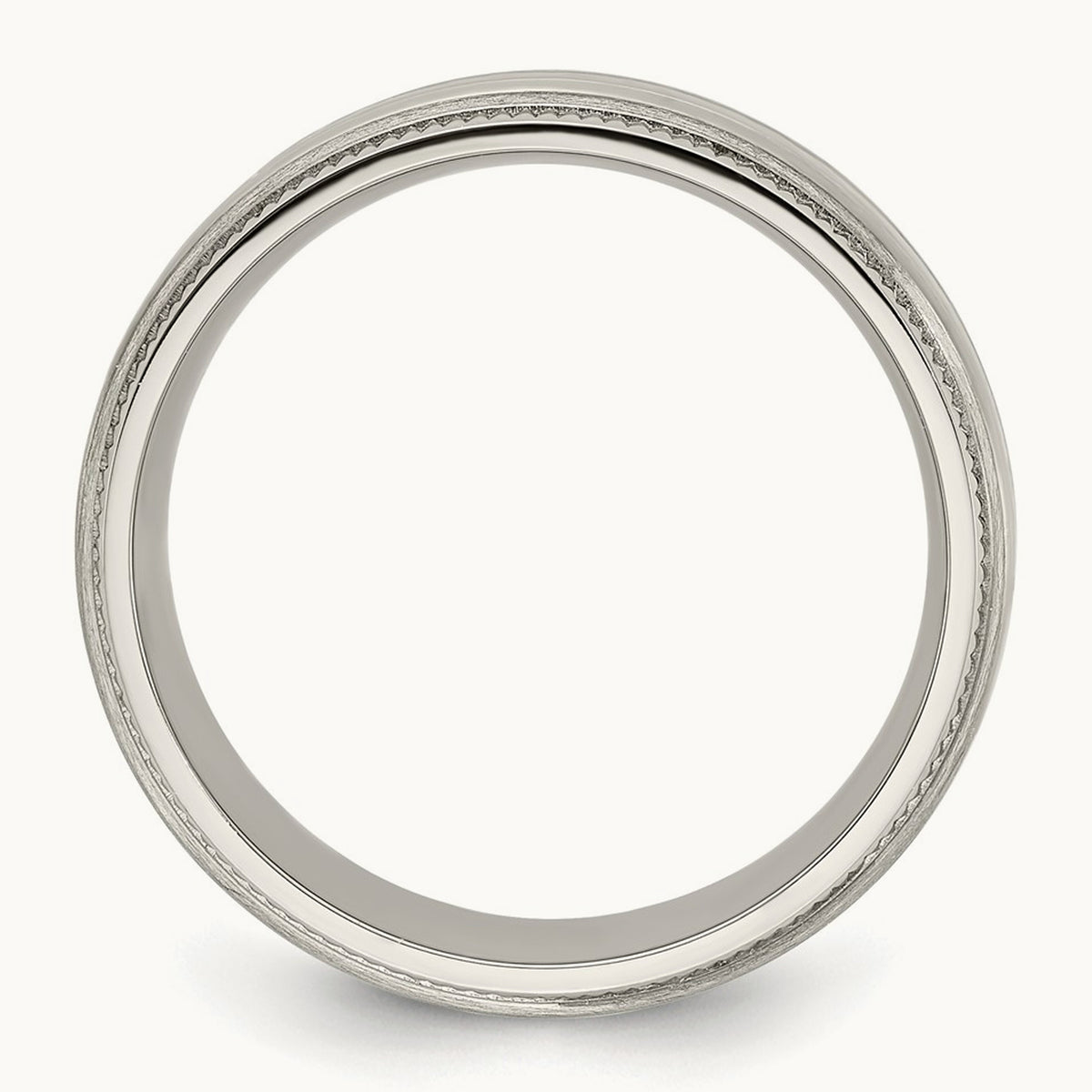 Brushed and Polished Textured Edge Band, 7mm, Titanium