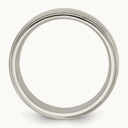Brushed and Polished Textured Edge Band, 7mm, Titanium