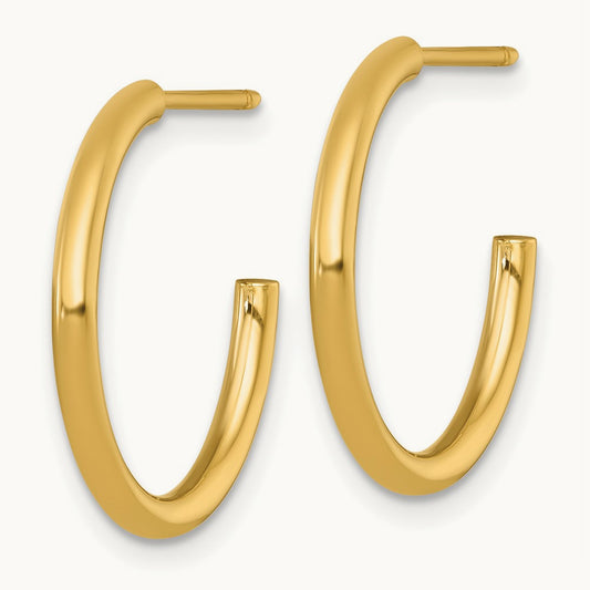 2.0 x Polished Post Hoop Earrings, 20mm, 14K