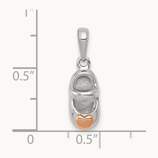 Baby Shoe Charm, 14K Two-tone White with Rose Gold