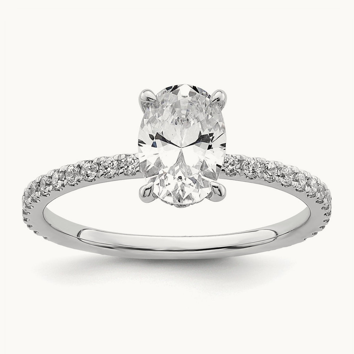 Oval Solitaire Engagement Ring, 1.25-4.50 ct tw Lab-Grown Diamond — 14K White Gold, 7