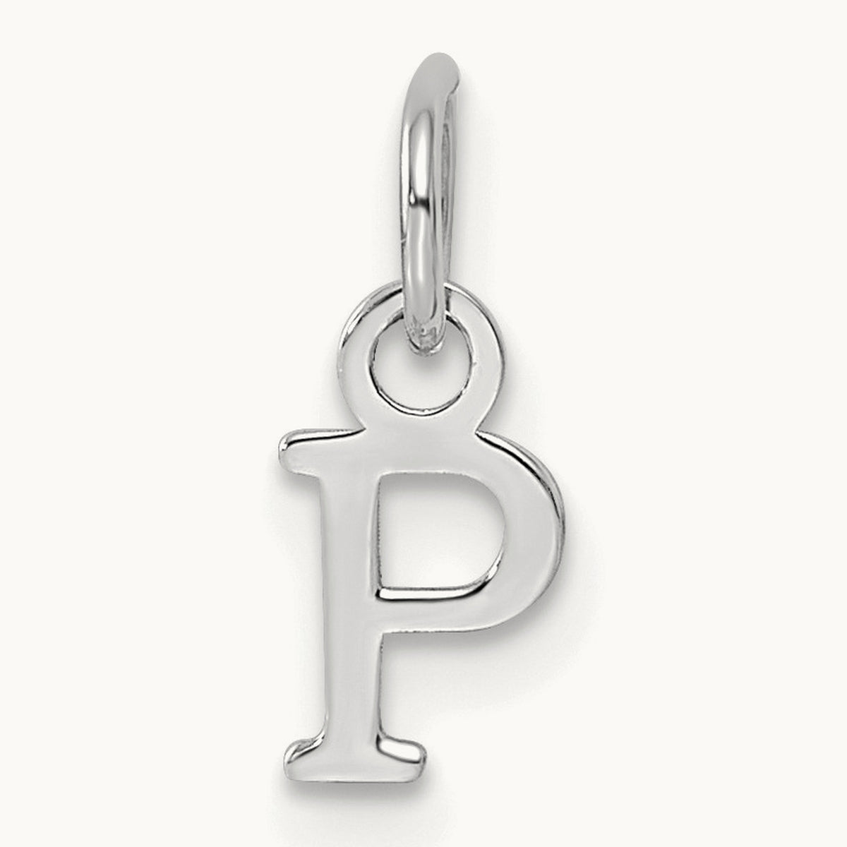 Cutout Letter P Initial Pendant, 14K White Gold