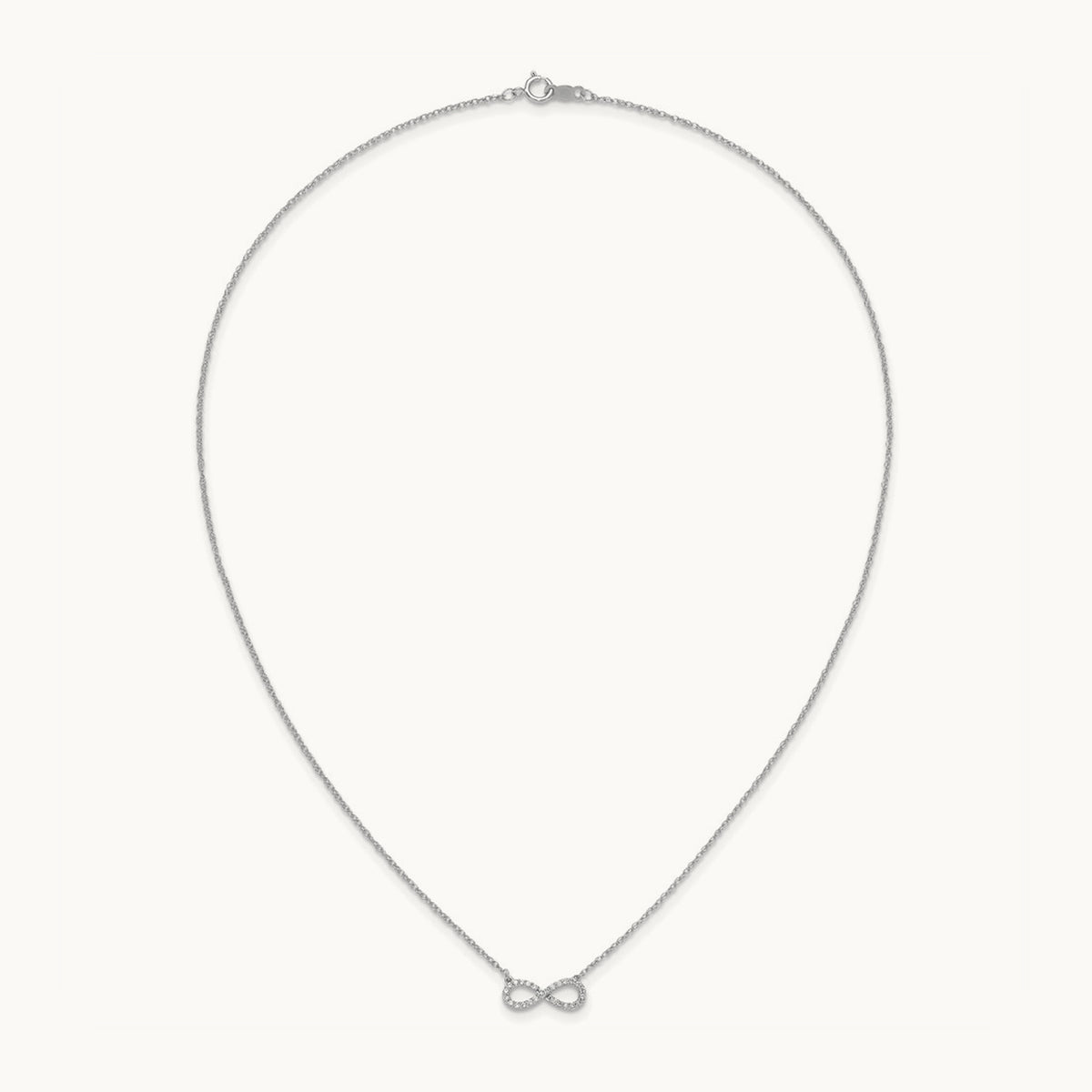 Polished Diamond Infinity Symbol 18 inch Necklace — 14K White Gold