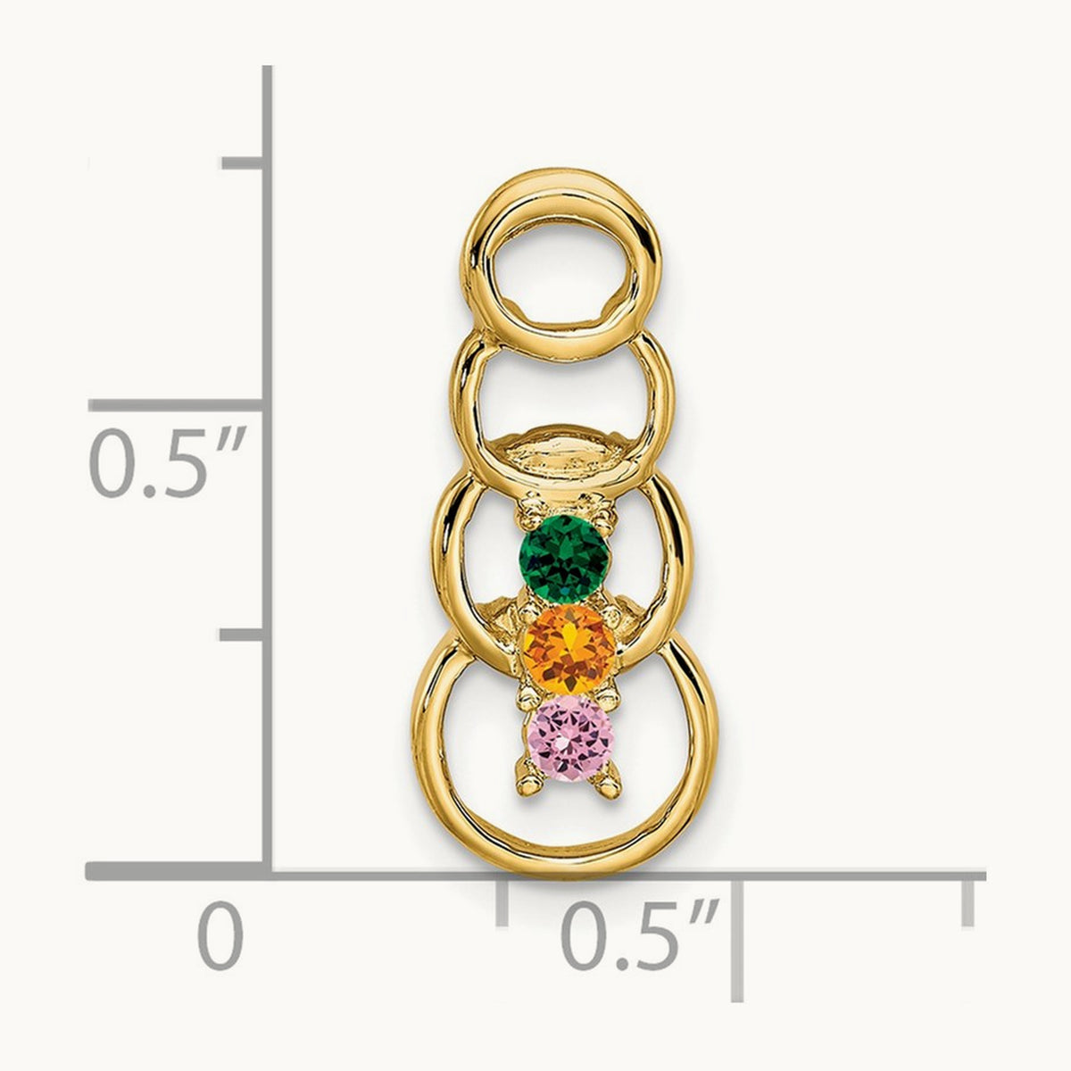3 Synthetic Stone Family Pendant, 14K