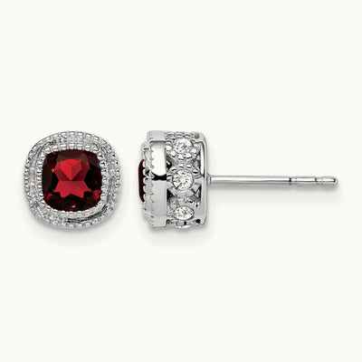 Cushion Garnet and Diamond Earrings — photo set