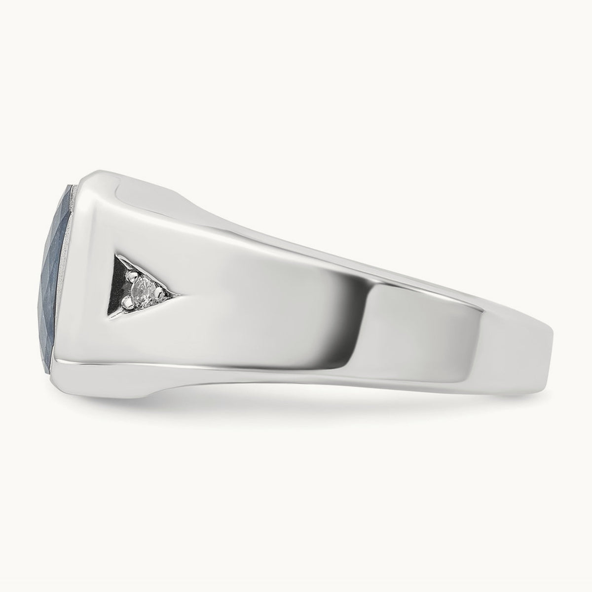IBGoodman Sapphire Doublet/Diamond Complete Ring, 14K White Gold
