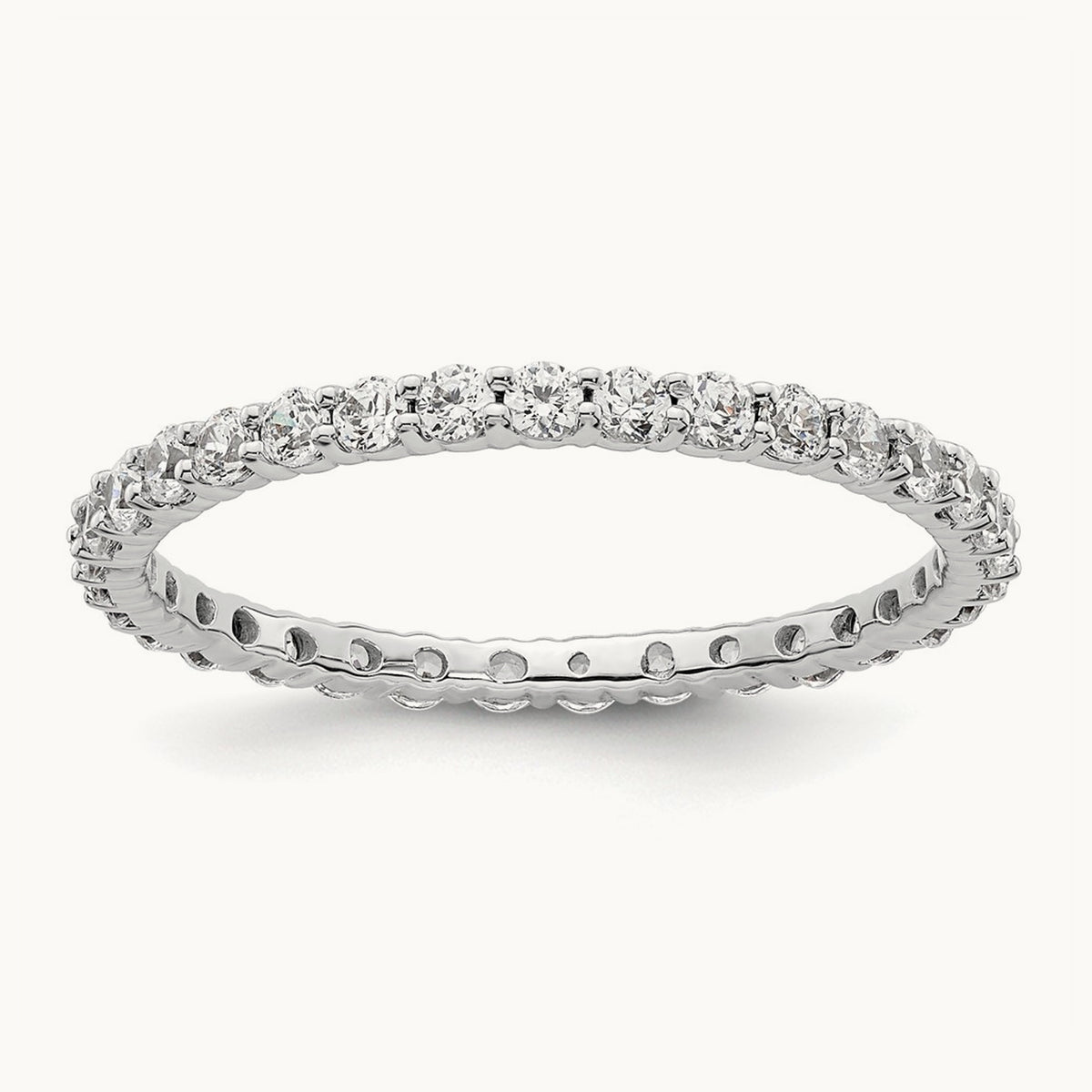 Polished Shared Prong Diamond Eternity Band — 14K White Gold, 1 ct, 9
