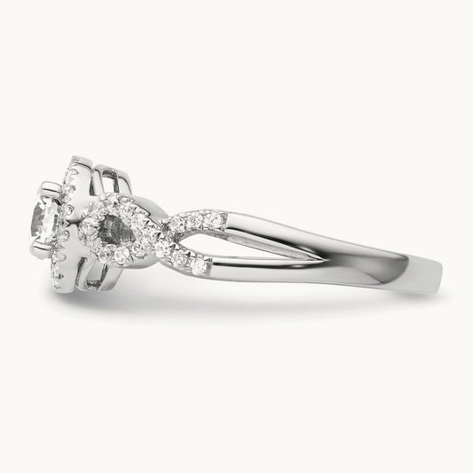 Round Halo Engagement Ring, 0.50 ct tw Lab-Grown Diamond