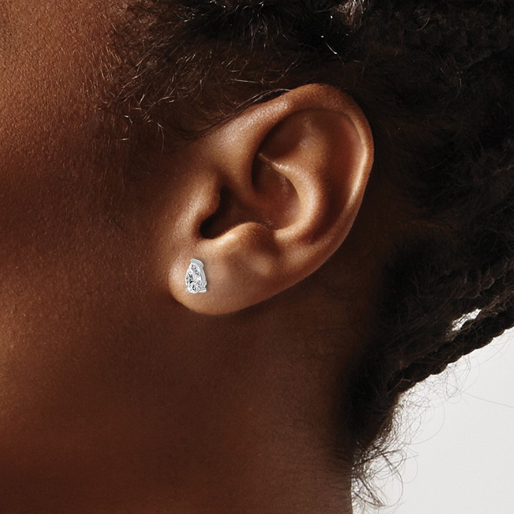 Pear 3 Prong Stud Earrings, 0.50-6.00 ct tw Lab-Grown Diamond — 2/3 ct, VS (Best), 14K White Gold