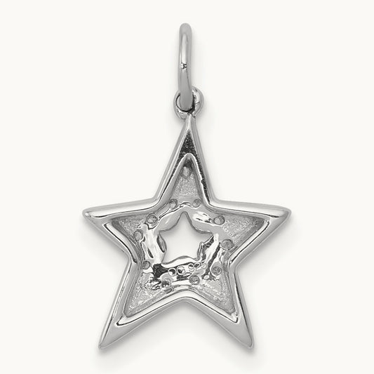 1/20ct. Diamond Star Charm, 14K White Gold
