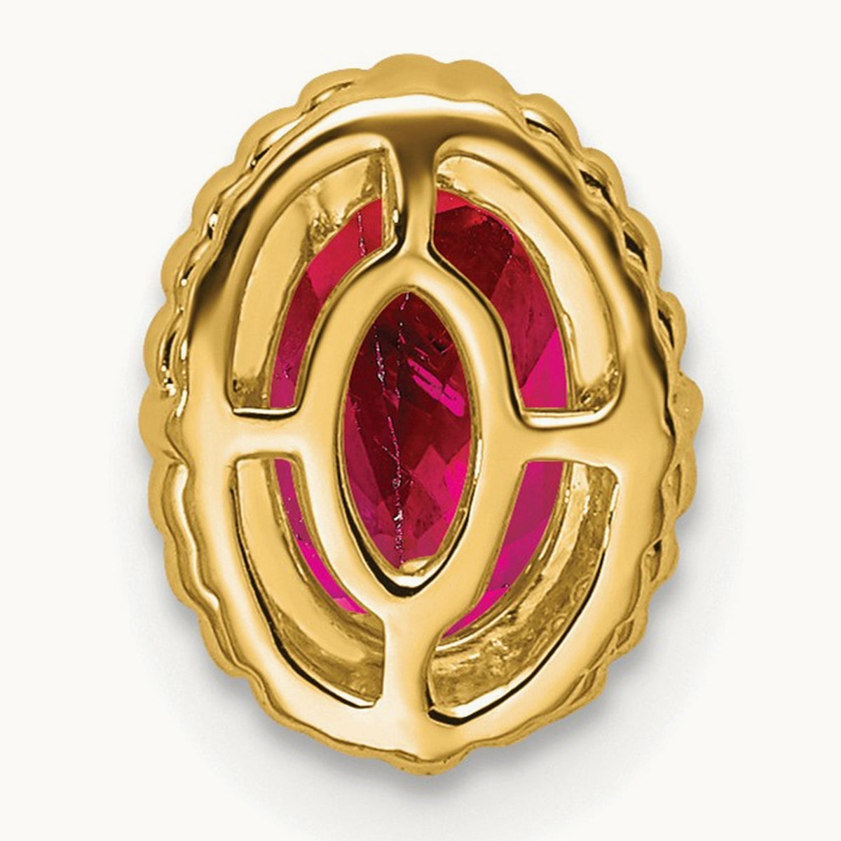 Oval Ruby Chain Slide — 14K Yellow Gold