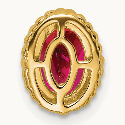 Oval Ruby Chain Slide — 14K Yellow Gold
