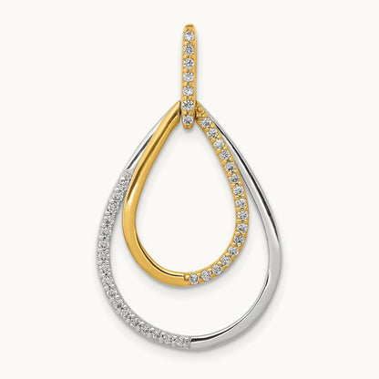 Polished 1/4ct. Diamond Double Teardrop Pendant, 14K Two-tone