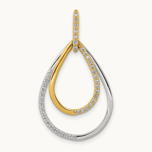 Polished 1/4ct. Diamond Double Teardrop Pendant, 14K Two-tone