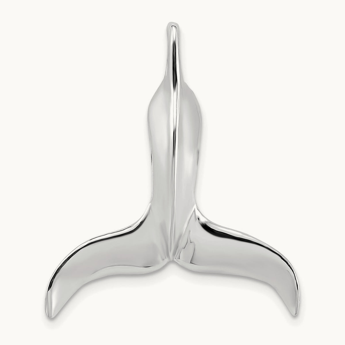 3-D Polished Whale Tail Chain Slide — 14K White Gold, 30mm