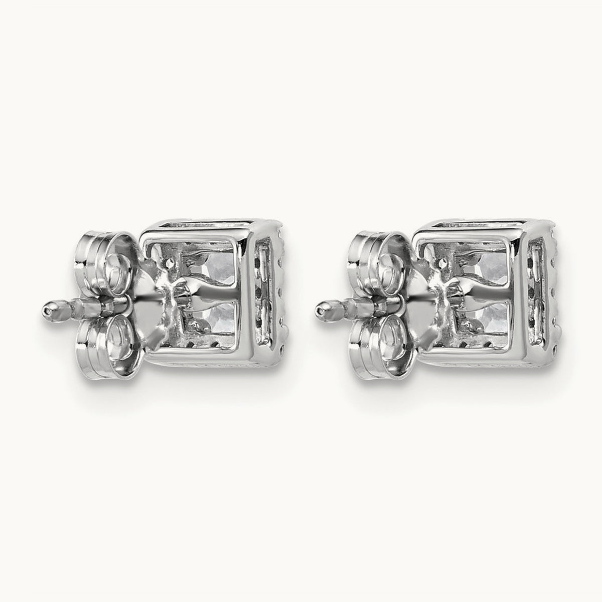 Princess Halo Post Earrings, 0.50-7.50 ct tw Lab-Grown Diamond — 5/8 ct, 14K White Gold