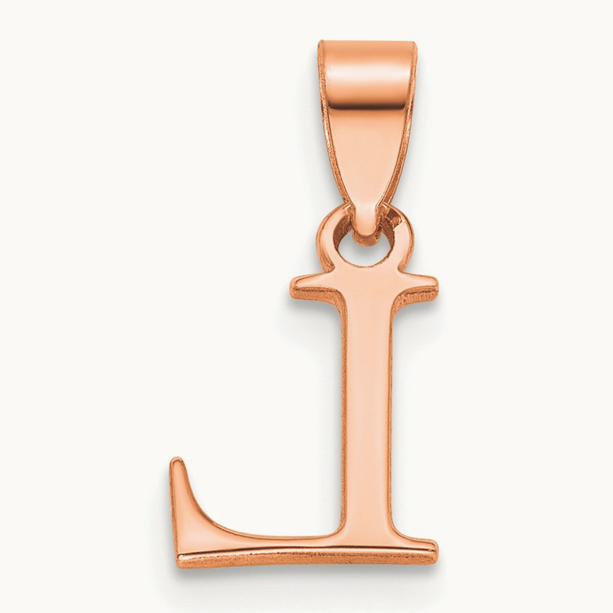 Polished Block Initial Pendant — 14K Rose Gold, L
