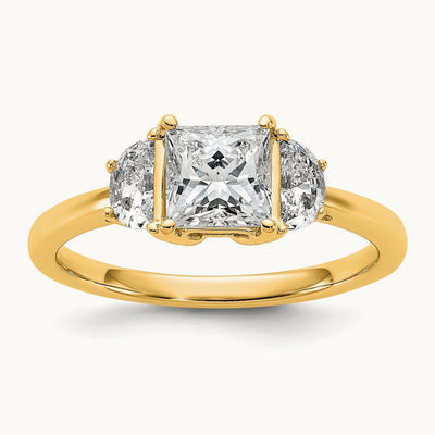 Princess & 1/2 Moon Engagement Ring, 1.25-4.00 ct tw Lab-Grown Diamond — 1 3/8 ct, 14K Yellow Gold