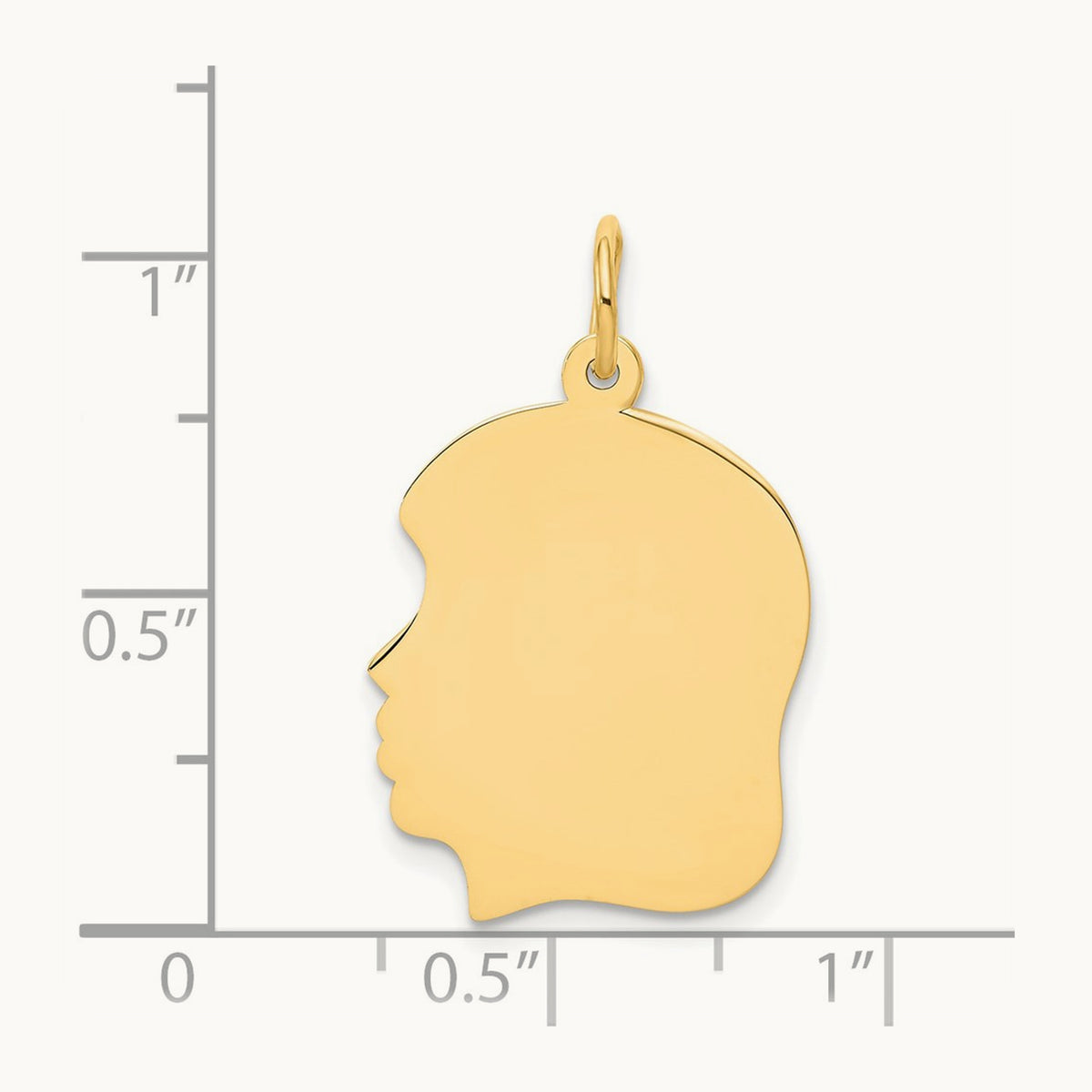 Plain Medium .027 Gauge Facing Left Engravable Girl Head Charm — 27mm