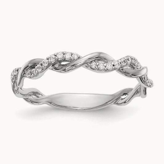 Criss Cross Wedding Band — 14K White Gold, 7