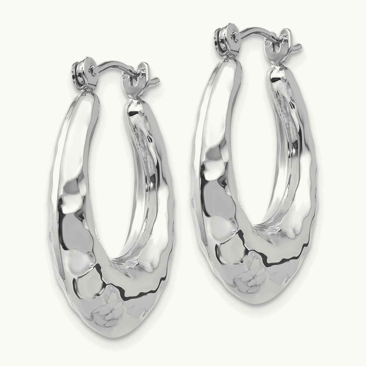 Polished Hammered Hoop Earrings — photo set