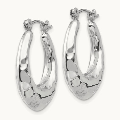 Polished Hammered Hoop Earrings — photo set