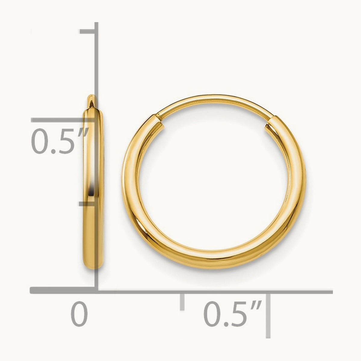 Polished Round Endless Hoop Earrings, 14K