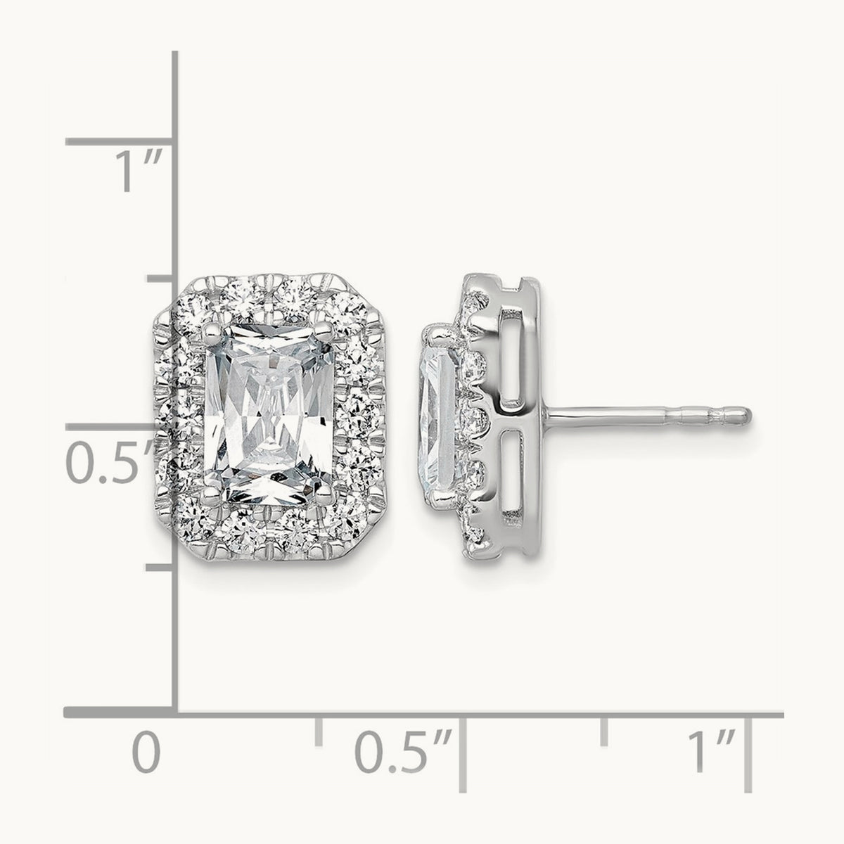 Radiant Halo Post Earrings, 0.50-8.50 ct tw Lab-Grown Diamond — 3 7/8 ct, 14K White Gold
