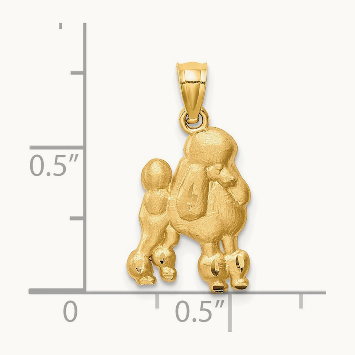 Diamond-cut Poodle Pendant, 14K