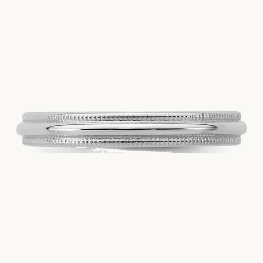 Sterling Silver Rhodium-plated 3mm Half Round Milgrain Band