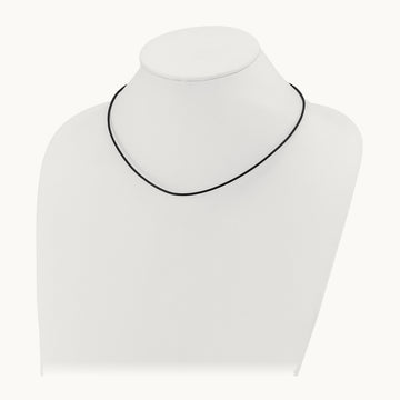 18in Black Leather Cord Necklace — 14K Yellow Gold, 1.5mm