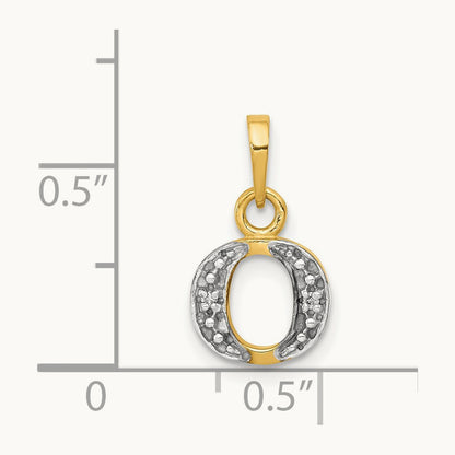 Diamond Letter O Initial Pendant, 14K Yellow Gold with Rhodium