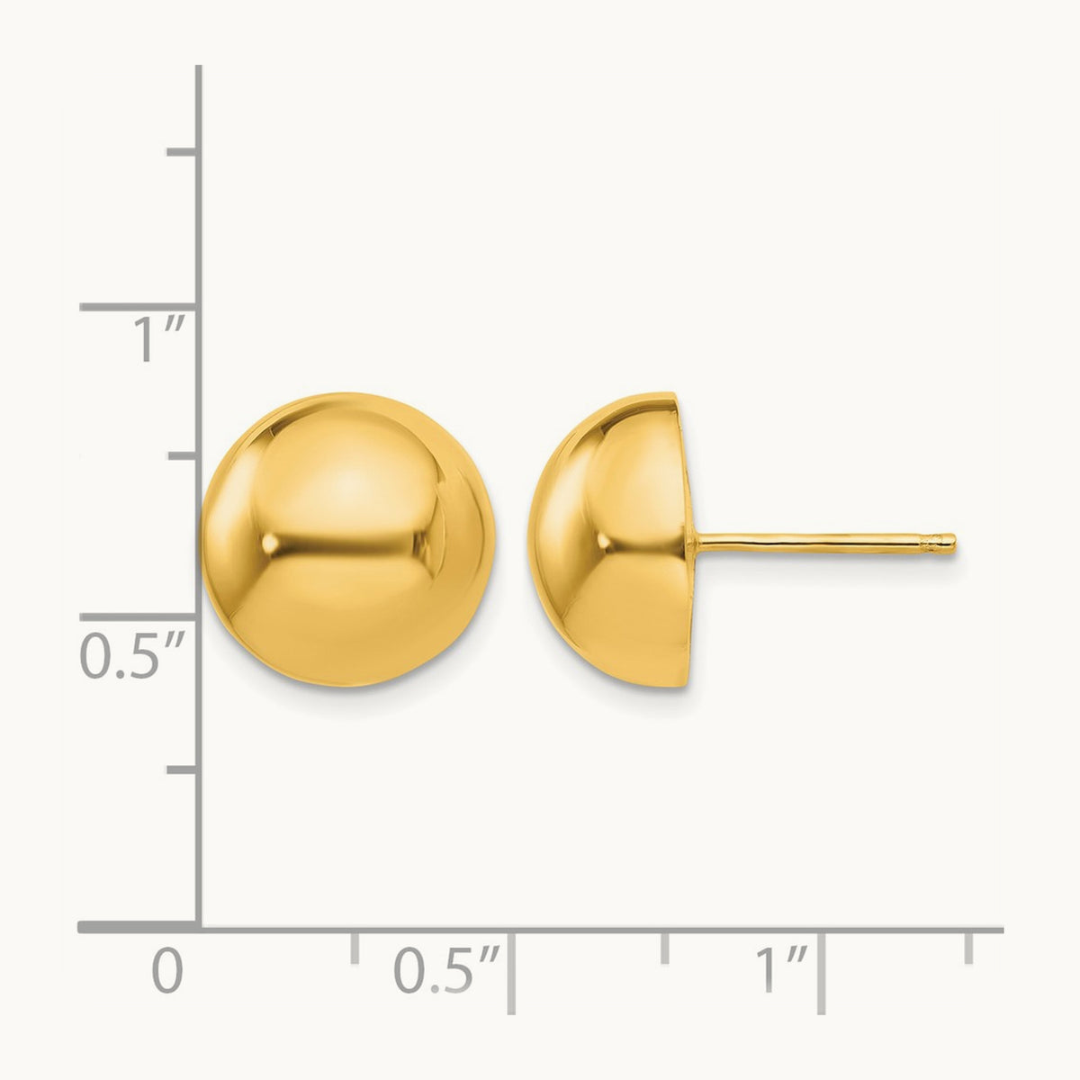 Polished Half Ball Post Earrings — 12mm