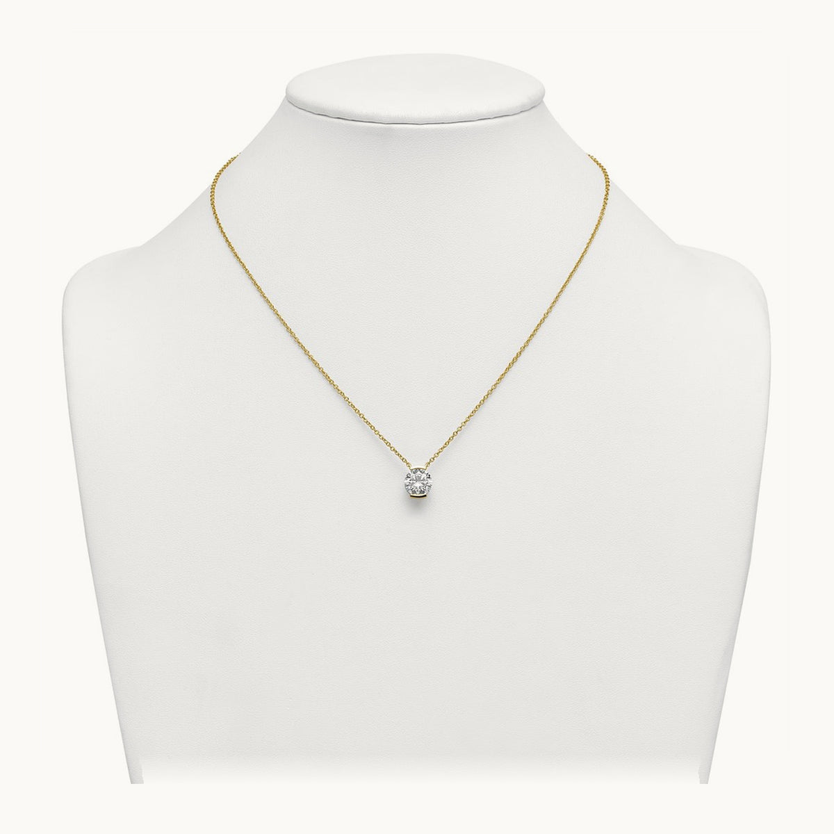 Round Half Bezel Pendant Necklace, 1.00-3.00 ct tw Lab-Grown Diamond