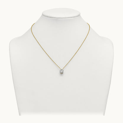 Round Half Bezel Pendant Necklace, 1.00-3.00 ct tw Lab-Grown Diamond