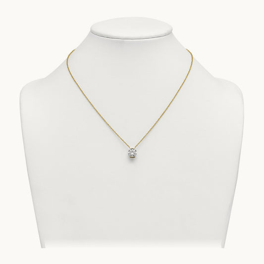 Round Half Bezel Pendant Necklace, 1.00-3.00 ct tw Lab-Grown Diamond