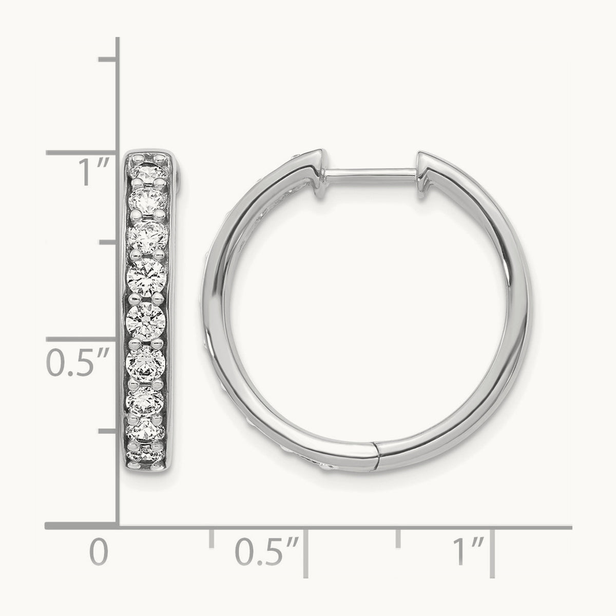 Diamond Hinged Hoop Earrings — 14K White Gold, 1.26 ct