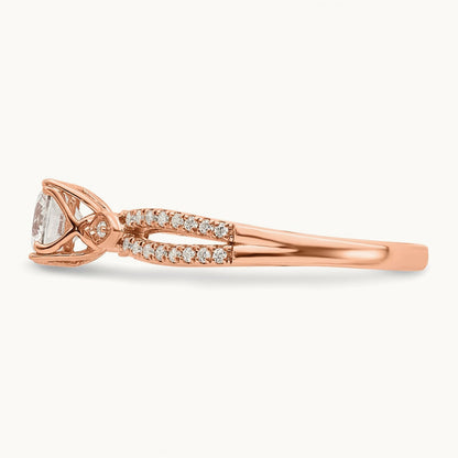 1/2ct Round Semi-Mount Engagement Dia Ring, 14K Rose Gold