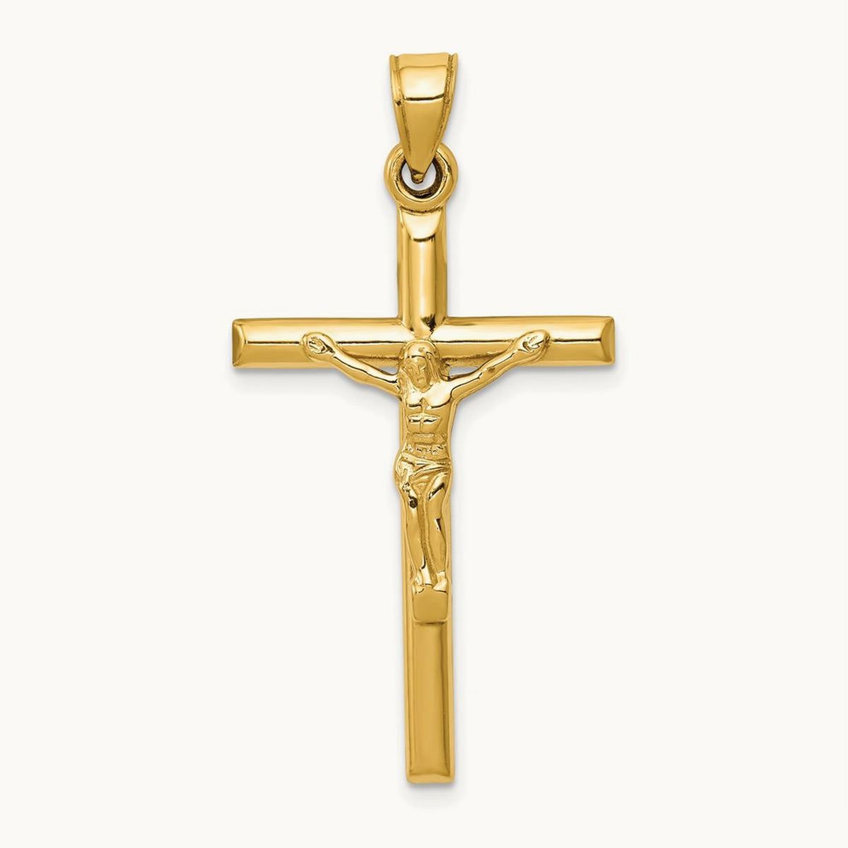 Hollow Crucifix Pendant, 14K