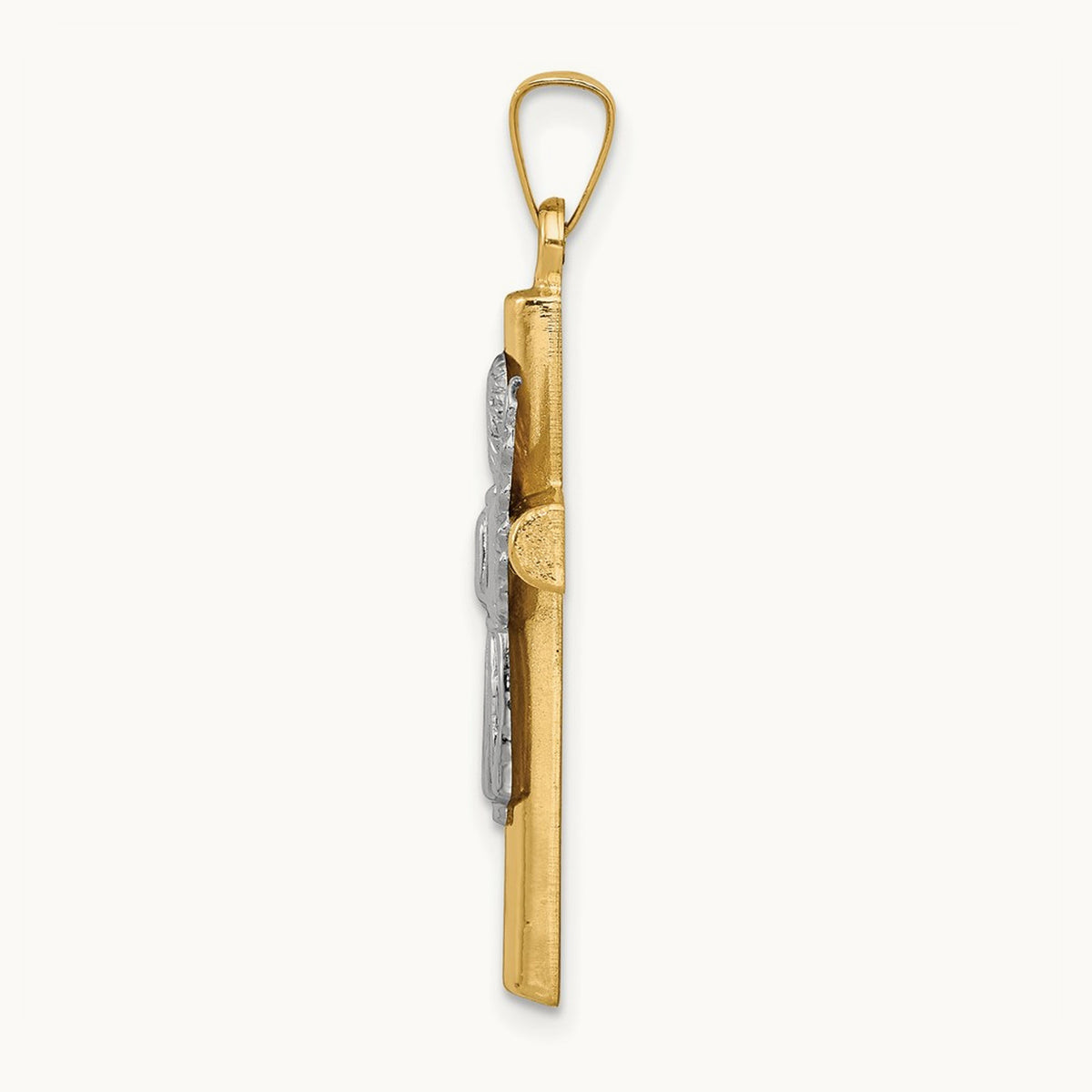 Angel and Cross Pendant, 14K Two-tone