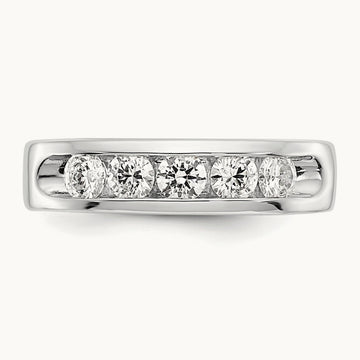 5- Stone Channel Band, 3.7mm, 14K White Gold