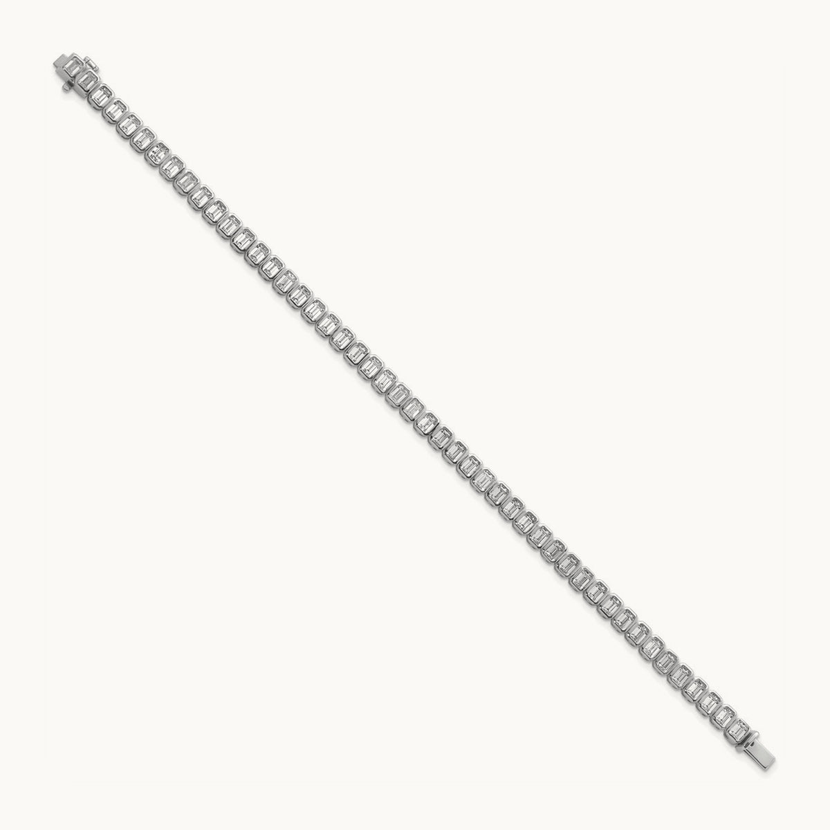Emerald Bezel Tennis Bracelet, 6.50 ct tw Lab-Grown Diamond — 14K White Gold